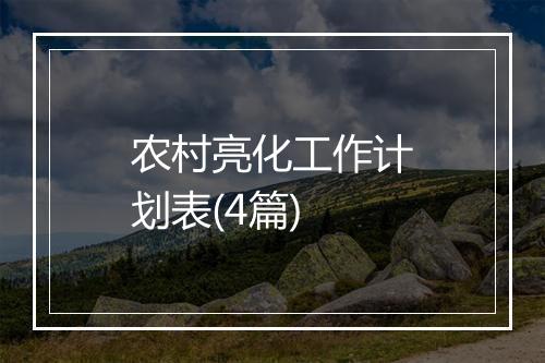 农村亮化工作计划表(4篇)
