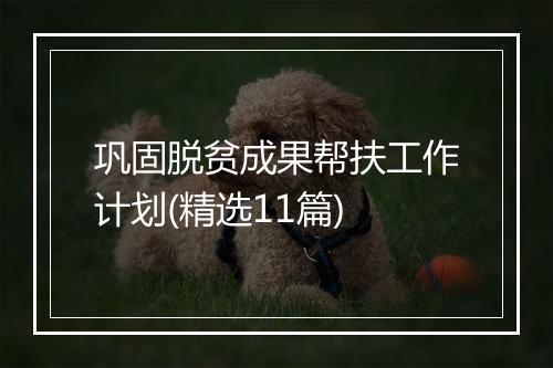 巩固脱贫成果帮扶工作计划(精选11篇)