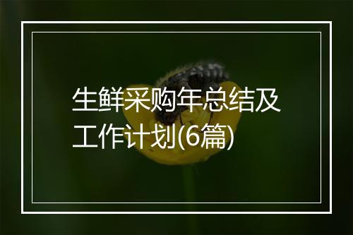生鲜采购年总结及工作计划(6篇)