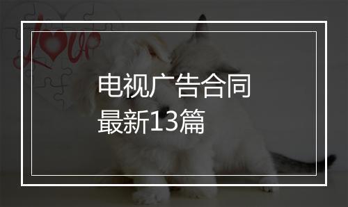 电视广告合同最新13篇