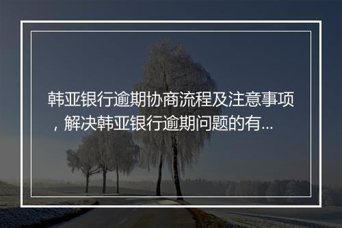 韩亚银行逾期协商流程及注意事项，解决韩亚银行逾期问题的有效