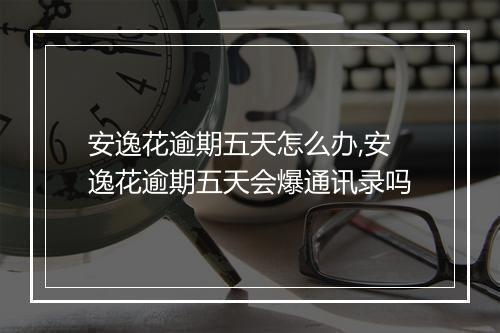 安逸花逾期五天怎么办,安逸花逾期五天会爆通讯录吗