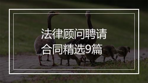 法律顾问聘请合同精选9篇