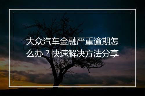 大众汽车金融严重逾期怎么办？快速解决方法分享