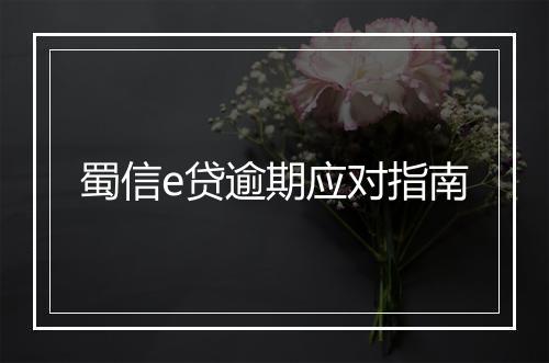 蜀信e贷逾期应对指南