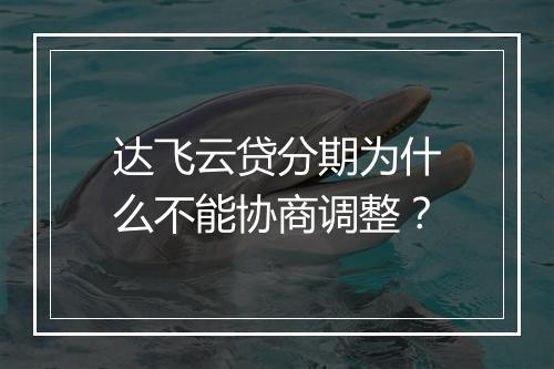 达飞云贷分期为什么不能协商调整？