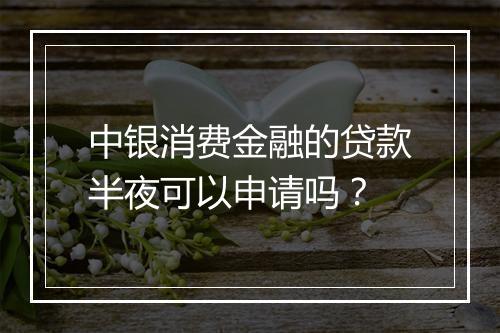 中银消费金融的贷款半夜可以申请吗？