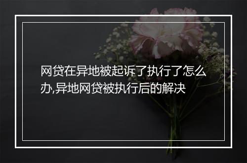 网贷在异地被起诉了执行了怎么办,异地网贷被执行后的解决
