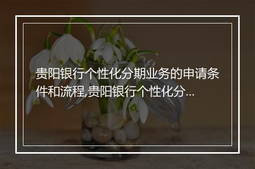贵阳银行个性化分期业务的申请条件和流程,贵阳银行个性化分期业务优势分析