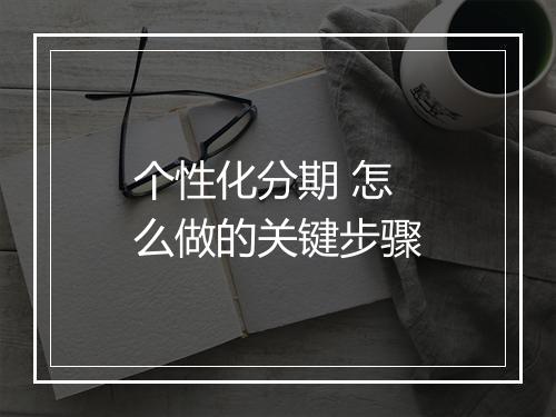 个性化分期 怎么做的关键步骤