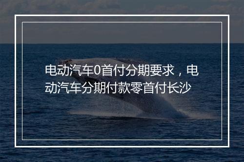 电动汽车0首付分期要求，电动汽车分期付款零首付长沙