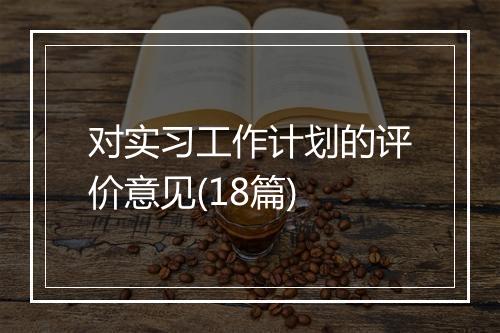 对实习工作计划的评价意见(18篇)
