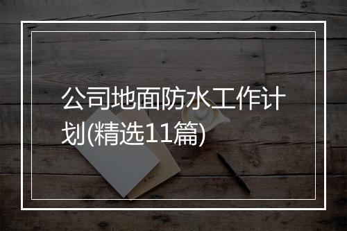 公司地面防水工作计划(精选11篇)