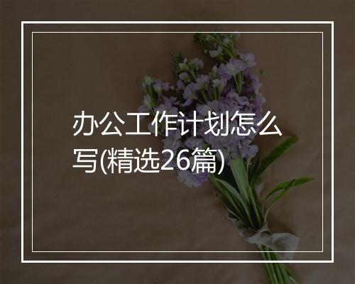 办公工作计划怎么写(精选26篇)