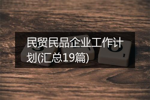 民贸民品企业工作计划(汇总19篇)