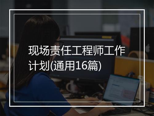 现场责任工程师工作计划(通用16篇)