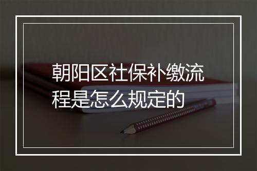 朝阳区社保补缴流程是怎么规定的