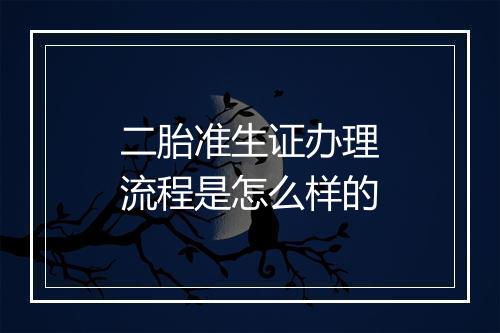 二胎准生证办理流程是怎么样的