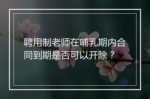 聘用制老师在哺乳期内合同到期是否可以开除？