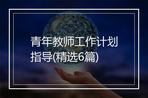 青年教师工作计划指导(精选6篇)