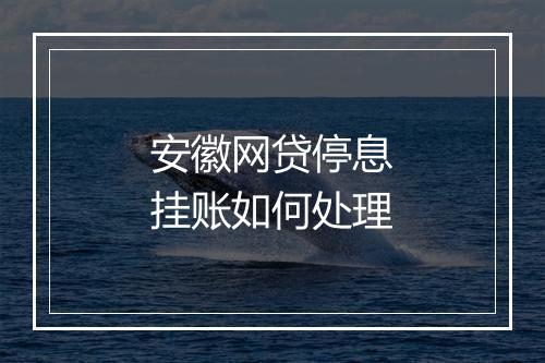 安徽网贷停息挂账如何处理