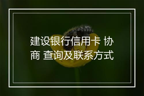 建设银行信用卡 协商 查询及联系方式