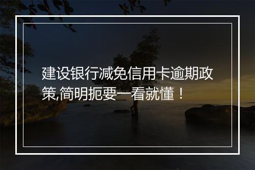 建设银行减免信用卡逾期政策,简明扼要一看就懂！
