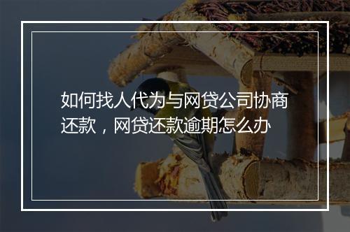 如何找人代为与网贷公司协商还款，网贷还款逾期怎么办