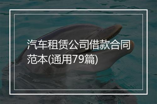汽车租赁公司借款合同范本(通用79篇)