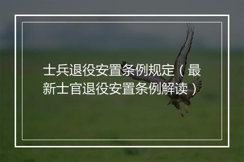 士兵退役安置条例规定（最新士官退役安置条例解读）