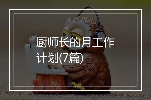 厨师长的月工作计划(7篇)