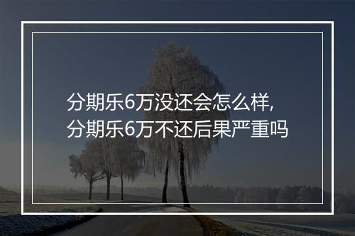 分期乐6万没还会怎么样,分期乐6万不还后果严重吗