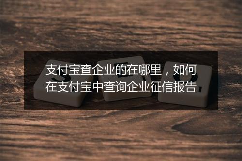 支付宝查企业的在哪里，如何在支付宝中查询企业征信报告