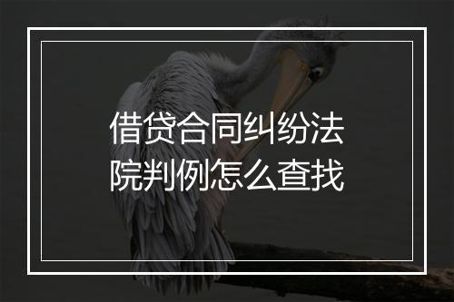 借贷合同纠纷法院判例怎么查找