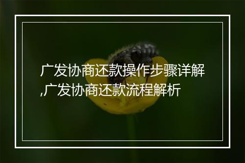 广发协商还款操作步骤详解,广发协商还款流程解析