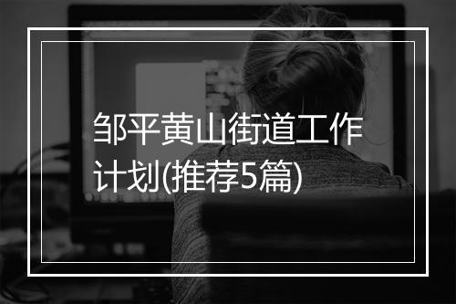 邹平黄山街道工作计划(推荐5篇)