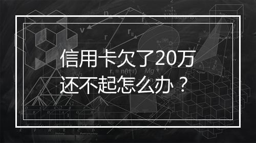 信用卡欠了20万还不起怎么办？