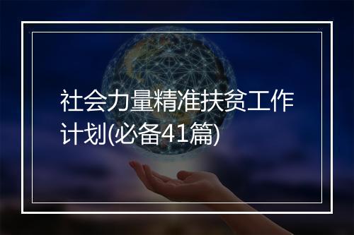 社会力量精准扶贫工作计划(必备41篇)