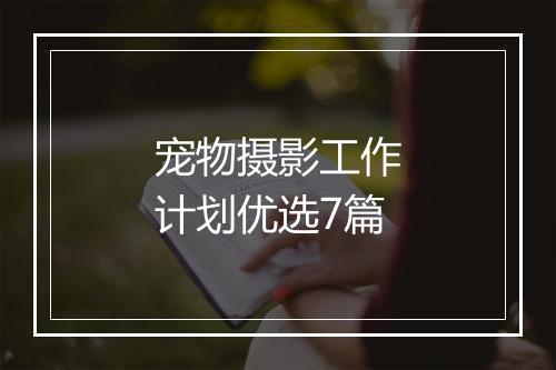 宠物摄影工作计划优选7篇