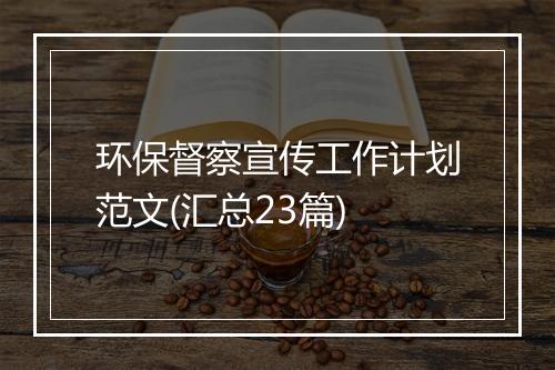 环保督察宣传工作计划范文(汇总23篇)