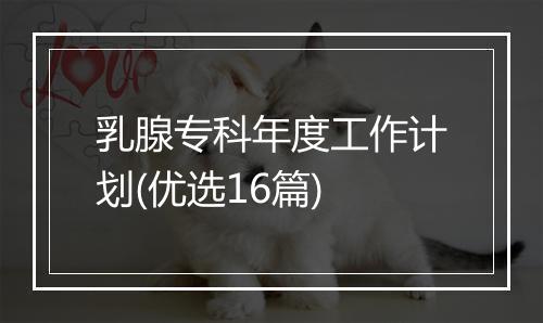 乳腺专科年度工作计划(优选16篇)