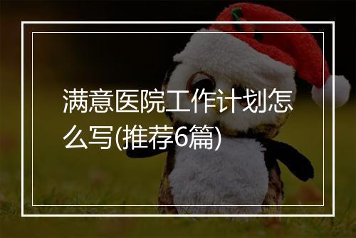 满意医院工作计划怎么写(推荐6篇)