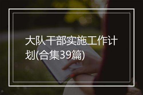 大队干部实施工作计划(合集39篇)