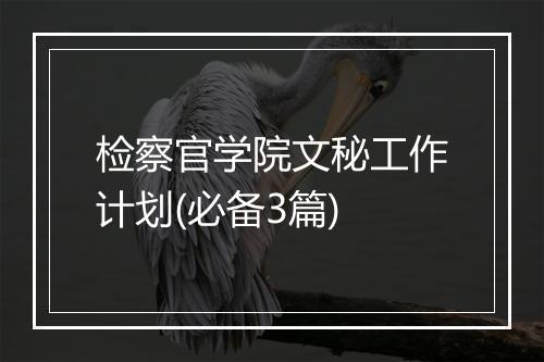 检察官学院文秘工作计划(必备3篇)