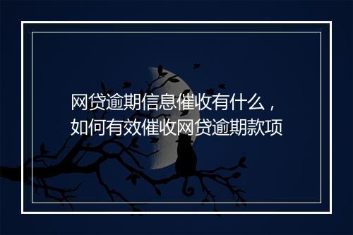 网贷逾期信息催收有什么 ,如何有效催收网贷逾期款项