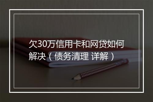 欠30万信用卡和网贷如何解决（债务清理 详解）