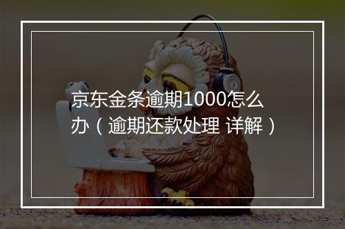 京东金条逾期1000怎么办（逾期还款处理 详解）