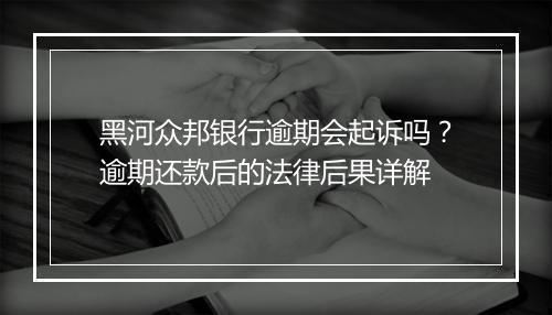 黑河众邦银行逾期会起诉吗？逾期还款后的法律后果详解