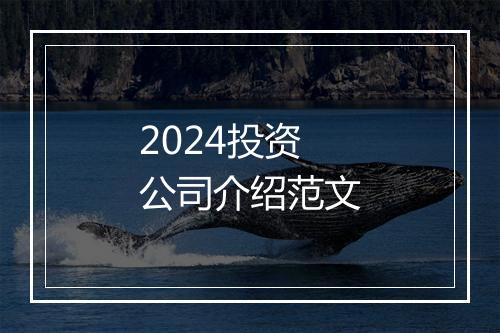 2024投资公司介绍范文
