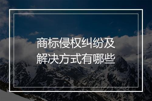 商标侵权纠纷及解决方式有哪些